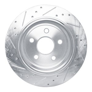 Dodge Durango Brake Rotor (1) - Rear Right - R1 Concepts - Drilled & Slotted - Silver - `11-`25